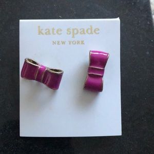 Kate Spade bow earrings. Plum purple color.